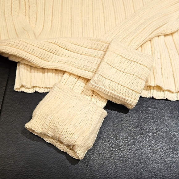 Beige Turtleneck Semi-Cropped Length Sweater - Picture 10 of 10